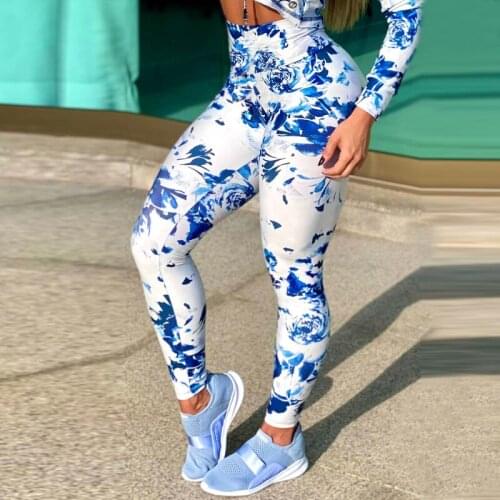 TB-YE High waist sports leggings ladies digital printing push-up yoga pants gym exercise fitness running high elastic yoga pants