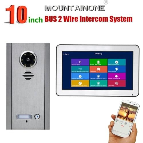 10 Inch Wired Wifi BUS 2 Wire Video Door Phone Intercom systems Kit for home 1 Units Apartment Night Vision