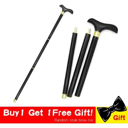 Vintage Wooden Wood Walking Cane Gentleman Walking Stick 3-Sections Stick Foldable Vintage Wood Gentle Cane Stick Canes