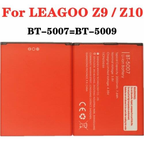 High Quality Original Battery For LEAGOO Z9 Z10 Mobile Phone BT-5007 BT-5009 BT5007 BT5009 2000mAh Replacement Batteria Batterie