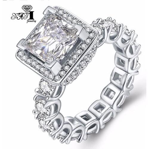 YaYI Jewelry Fashion Princess Cut 5.6 CT White Zircon Silver Color Engagement Rings wedding Rings Party Rings