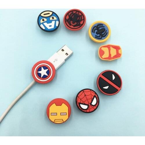 10pcs Marvel USB Cable Earphone Protector Management Data Line Organizer Clip Protetor De Cabo Cable Winder For IPhone Android