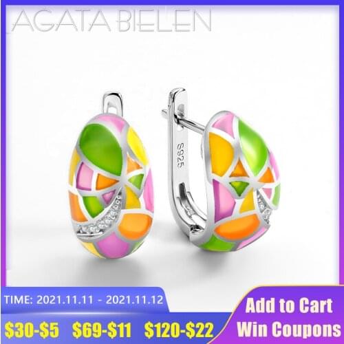 Colorful round Shape Flowers Plant CZ stud on earrings for women 925 Sterling Silver charms Fine jewelry Party Enamel 2020