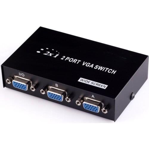 2 Port HD VGA SVGA Sharing Switch Box For LCD PC TV Monitor Video 2 In 1 Out for PC Laptop