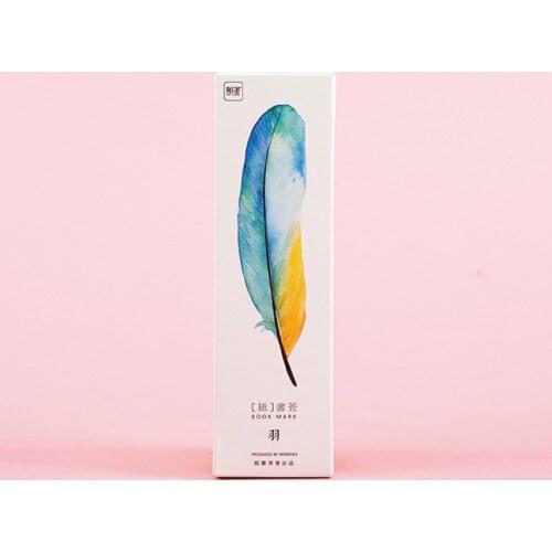 30 pcs/lot Colorful Feather Paper Bookmark Stationery Bookmarks Book Holder Message Card Promotional Gift Stationery