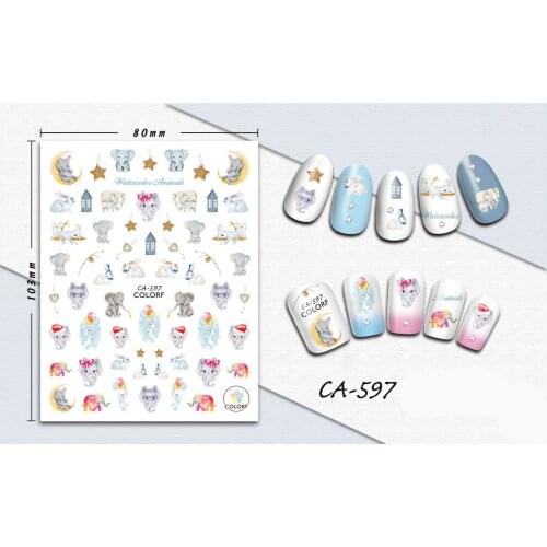 3D Nail Sticker Elephant Rabbit Star Design Stickers for Nails Manicure Sticker Decals Decoration Nail Art Sticker Accessories