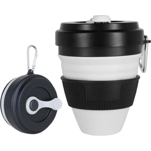 450ml Portable Folding Silicone Water Cup Mugs Telescopic Outdoor Travel Coffee Cups Bottle Collapsible Tea Mug Handcup With Lid