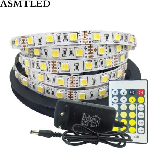 5050 CW WW Color Temperature Adjustable Flexible LED Tape Ribbon + Adapter CRI>80 CCT SMD5050 Dual Color Dimmable LED Strip Set
