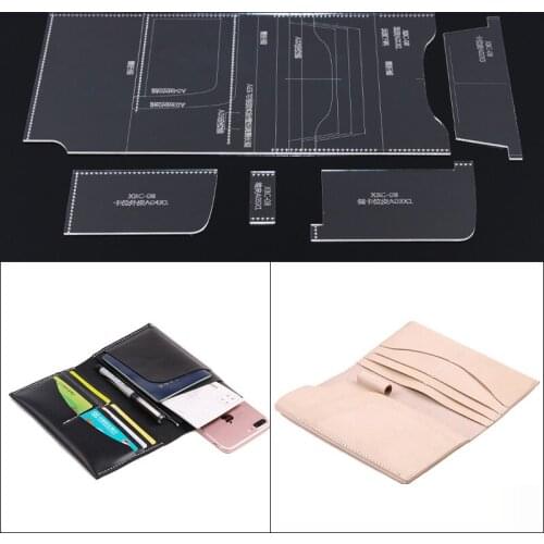 Acrylic Stencil Laser Cut Template DIY Leather Handmade Craft Women Long Wallet Hand Bag Sewing Pattern