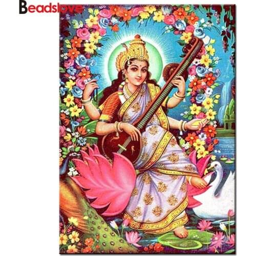 Diy 5D Diamond Embroidery Sale Religion Lord Lakshmi Full Square Diamond Painting Mosaic Cross Stitch Rhinestones Paint Pictures