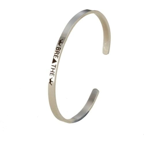 10PCS DIY Stainless Steel Jewelry Alphabet Lettering BREATHE Cuff Inspirational Bracelet Jewelry