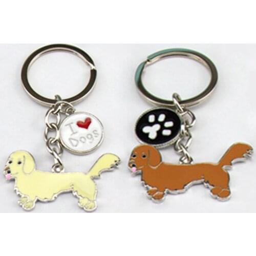 Dachshund dog pendant key chains for women men pet animal bag charms car keychain key ring holder Couple Lover Keychain gifts
