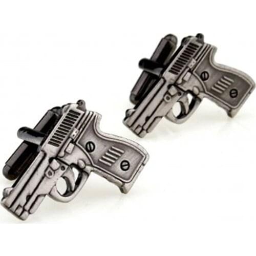 C-MAN Luxury shirt gun Black pistol cufflink for mens Brand cuff buttons cuff links High Quality abotoaduras Jewelry