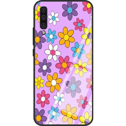 PURPLE FLOWER GAL Tempered Glass Phone Case For Samsung A12 A32 A52 A72 A51 A71 A31 A40 A50 A70 A20e A21S