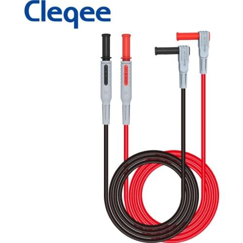 Cleqee P1033 4mm Banana Plug Test Leads Safety Banana Plug Test Line Straight to Curved Cable for Multimeter Testing