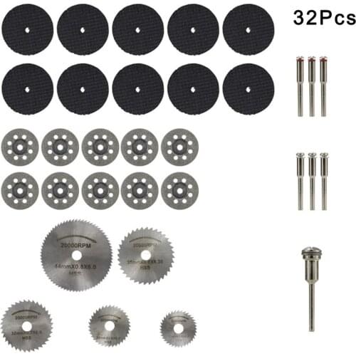 32/40/60 Pcs Rotary Tool Accessories Cutting Wheels Set Diamond Cutting Wheels Resin Cutting Off Wheels HSS Circular Saw Blades