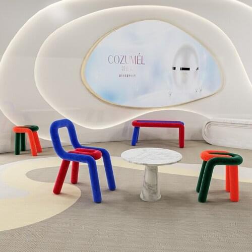 Designer Stool Chair Elbow Modern Creative Paper Clip Alien Home Stool Ottoman Nordic Ins Vanity Chair Living Room Furniture