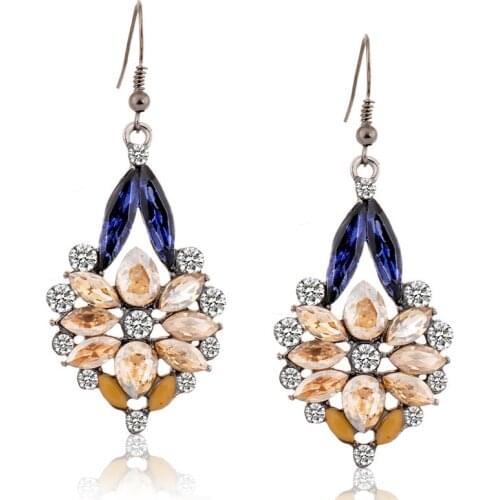 E111 elegant fashion female vintage multicolour gem tassel earring earrings for women stud earrings