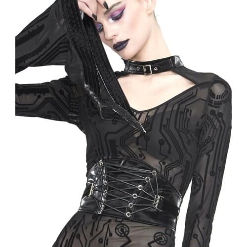 European and American ladies punk rock style PU leather waist seal thin waist decoration cool style