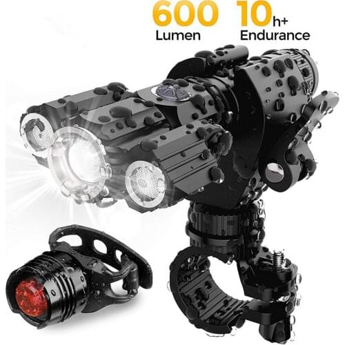 Bicycle Light Set With Taillight USB Cahrge Bike Headlight Waterproof Ultra-right 3LED Flashlight For Cycling Bike Accessories