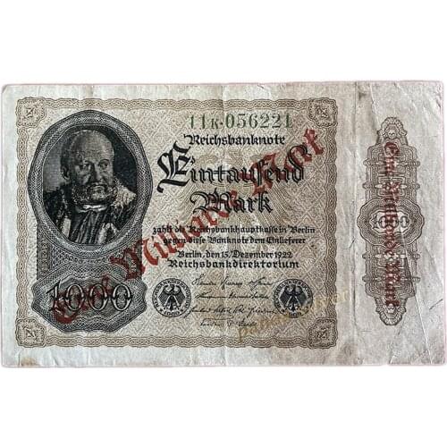 Germany 1 Milliarde on 1000 Mark, 1923 P-113 Used F Condition Rare Expired Note for Collection