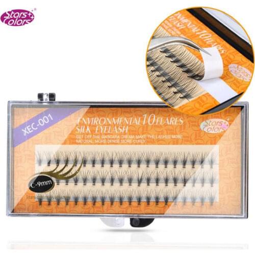 Natural Faux Mink Individual False Eyelashes 0.12mm C 10Roots thick Silk Eye Lashes Fan Eyelash Extension Makeup