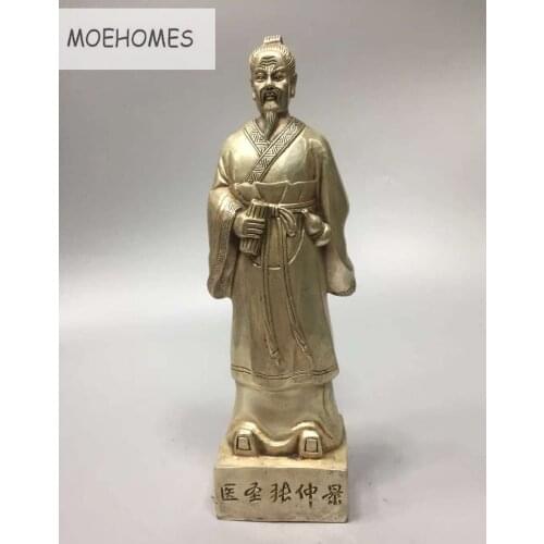 MOEHOMES Chinese Silver Ancient China Great medical man, medical Saint Zhang Zhongjing Statue metal crafts