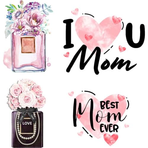 Beautiful Flower Thermals Sticker DIY Love Heat Vinyl Transfer For Clothing Iron On Transfers On Clothes Applique For T-shirt