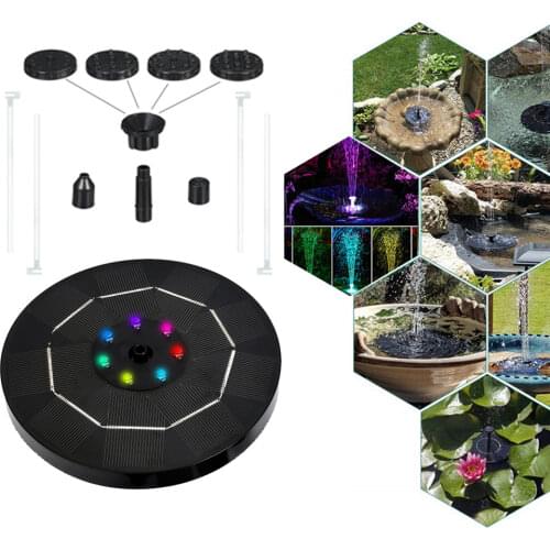 6V 1W Round Solar Fountain Floating Water Fountain Fontaine For Garden Decoration Solar Fontein Pool Pond Waterfall