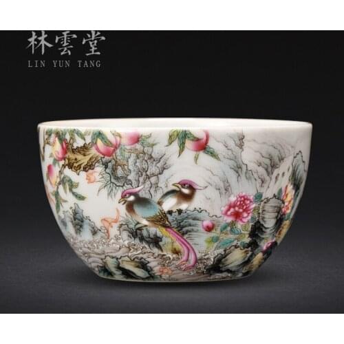 Lin Yuntang master cup single cup kung fu tea cups jingdezhen high-grade powder enamel cup sample tea cup