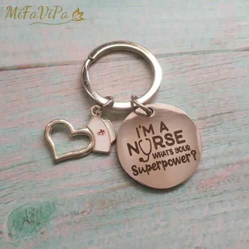 MiFaViPa Heart Pandent Keychain I am A Nurse Car Key Chains Key Ring Chain for Nurse Staff Gifts Fashion Funny Metal Keychains