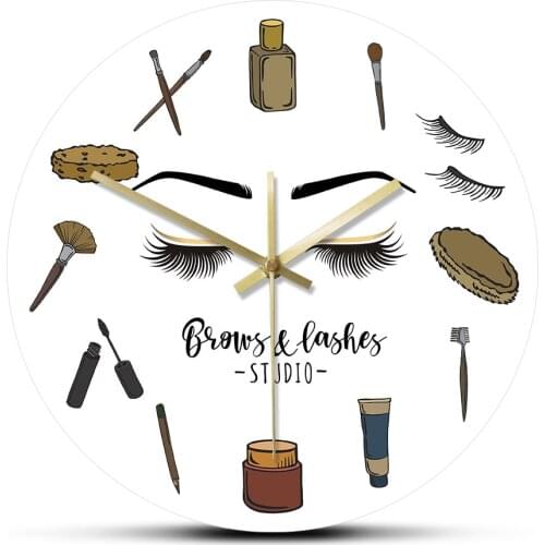 Beauty Salon Brows Lashes Studio Wall Sign Esthetician Lash Lady Shop Wall Clock Cosmetology Exclusive Horloge Murale