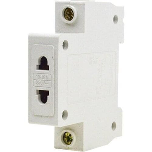 Single Phase 2 Pin Modular Socket for Switchgear US EU Rail Mount Modular Socket Distribution Box Power Socket 10-16A 250V AC