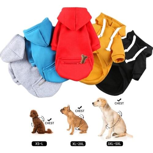 Autumn Winter Big Dog Clothes with Zipper Pocket Dog Hoodie Medium Large Dog Coat Jacket Designer Pet Dog Clothes Winter Sweater