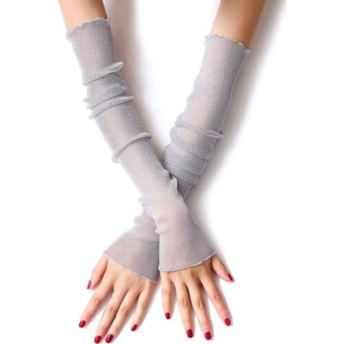 Female Ice Silk Gloves Sleeve Women Summer Thin Mesh Resistant Thin Sleeve Driving Sun Protection Women Long Arm Glove