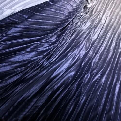 1 meters 150cm 59" width Purple Blue Fading Pleuche Velvet Accordion Pleated Fabric Cloth Skirt Dress Sewing Material MM473