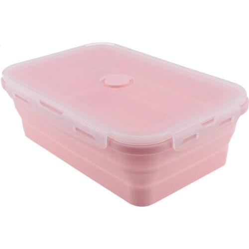 Lunchbox1600ML Portable Rectangle Silicone Scalable Folding Bento Box with Silicone Sealing Plug for - 40 -230 Centigrade