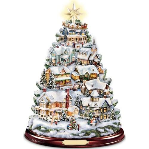Christmas Tree Rotating Sculpture Train Decorations Paste Window Paste Stickers Christmas Decorations Winter Home Decoration