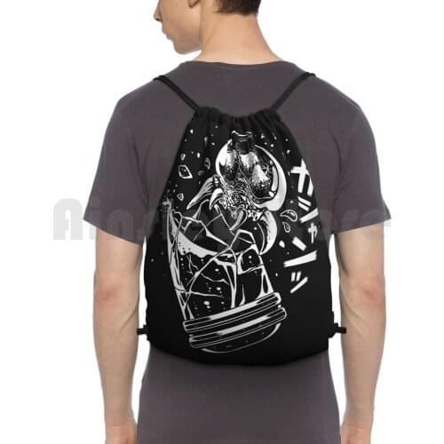 Breaking Free Backpack Drawstring Bag Riding Climbing Gym Bag Monster Scary Halloween Manga One Color One Color Design