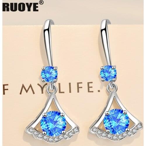 925 Sterling Silver Leaf Earring Luxury Crystal Earring For Women Fashion Silver Jewelry 2021 New