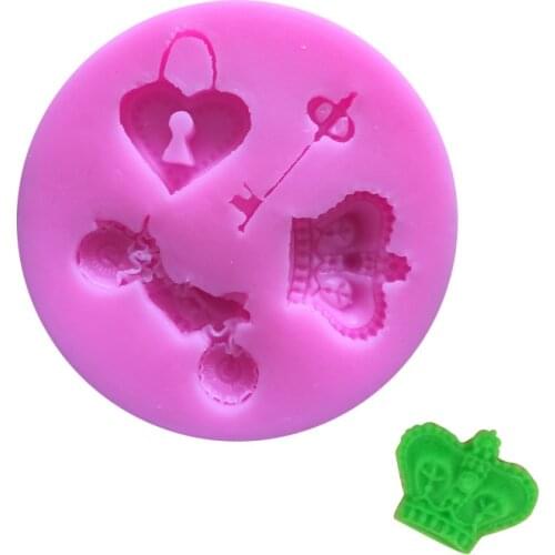 5.1*5.1*1CM DIY Sugar Craft Cake Key Crown Car Petal Cake Silicone Mold Fondant Mold Cake Decorating Tools Gum Paste Mold