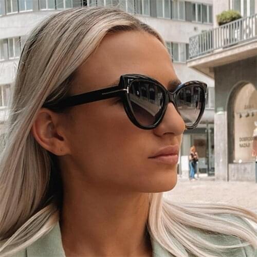 New 2020 PC frame cutting-edge cat eye shades for women black sunglasses gradient eyewear female optical eyeglasses frame