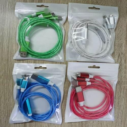 3 in 1 Super Fast Charging USB Cable Phone Fast Charger LED Charging Cable For Android USB Type C iPhone xiaomi huawei