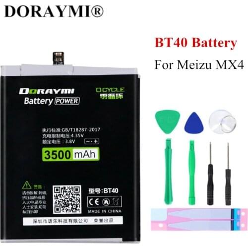 DORAYMI BT40 Phone Battery for Meizu MX4 M460 M461 Batteries 3500mAh High Capacity Li-Polymer Replacement Bateria+Tools