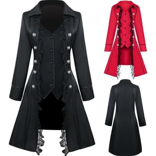 Renaissance Victorian Woman Jacket Medieval Steampunk Lace Coat Vintage Gothic Tuxedo long Coat S-3XL