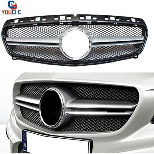 W176 AMG grill ABS Material Front Bumper Grille For Mercedes A W176 A180 A200 A250 A45 AMG Silver Grill Black Mesh 2013 - 2015
