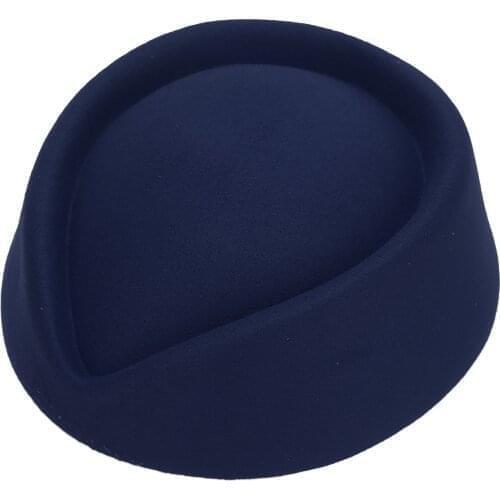Airline Stewardess Cadet Formal Uniform Hat Caps Women Imitation Wool Felt Cap Ladies Pillbox Hats with Rope Air Hostesses Hat