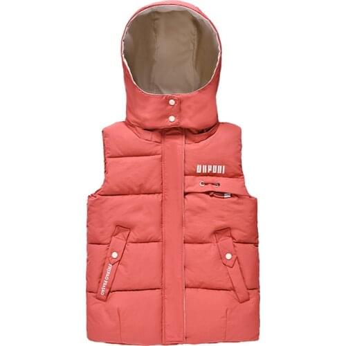 ISENMAL Womens Winter Vest Short Style Solid Loose Jacket Women Sleeveless Stand Collar Casual Thick Parkas Woman