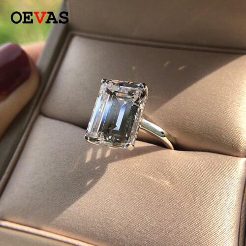 Simple and Elegant AAAAA Rectangle Zircon Wedding rings for women 925 sterling Silver Sparkling Pink White CZ Engagement jewelry