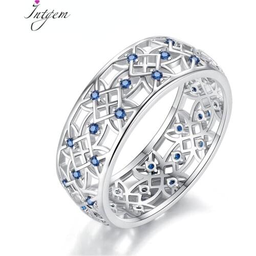 100% 925 Sterling Silver Petals of Love Sweet Clover Blue CZ Finger Rings for Women Engagement Party Jewelry S925 Gift Wholesale